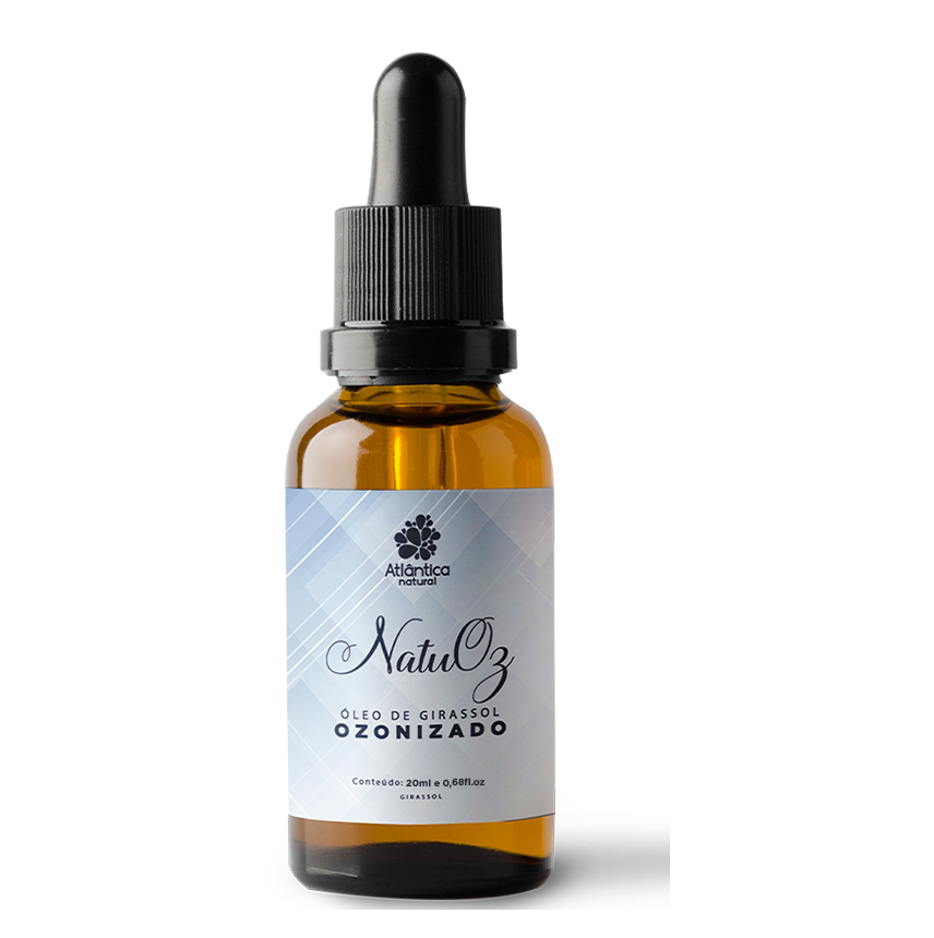 natuoz atlantica natural Frasco de 20ml do Óleo Corporal Ozonizado Natuoz Atlântica Natural com válvula dosadora. Produto natural, vegano e orgânico para hidratação e regeneração da pele.